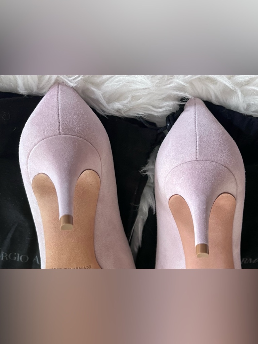 Giorgio Armani Women’s 38 1/2 Pink Nude Suede Point Toe Slip On Kitten Heels - Picture 8 of 11